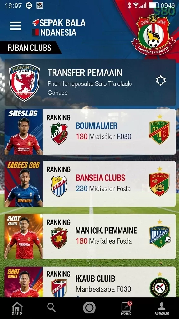Cuplikan layar ASIA200 — menu navigasi